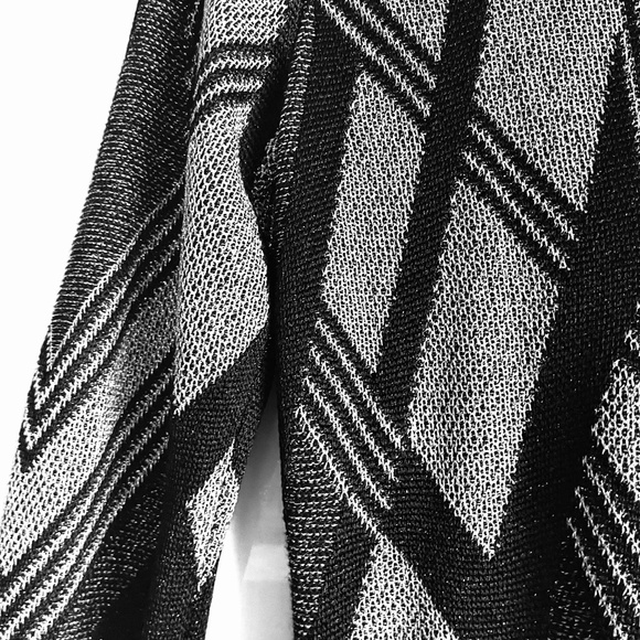 INC Asymmetric Hem Black And Silver Metallic Tunic Sweater Size M EUC - Picture 8 of 11